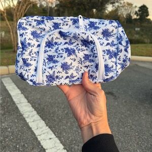 Floral Blue and White cosmetic bag
